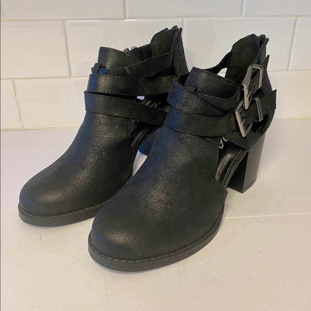 SODA brand black Moto inspired booties